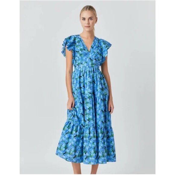 English Factory Printed Open Back Maxi Dress - Picture 1 of 12